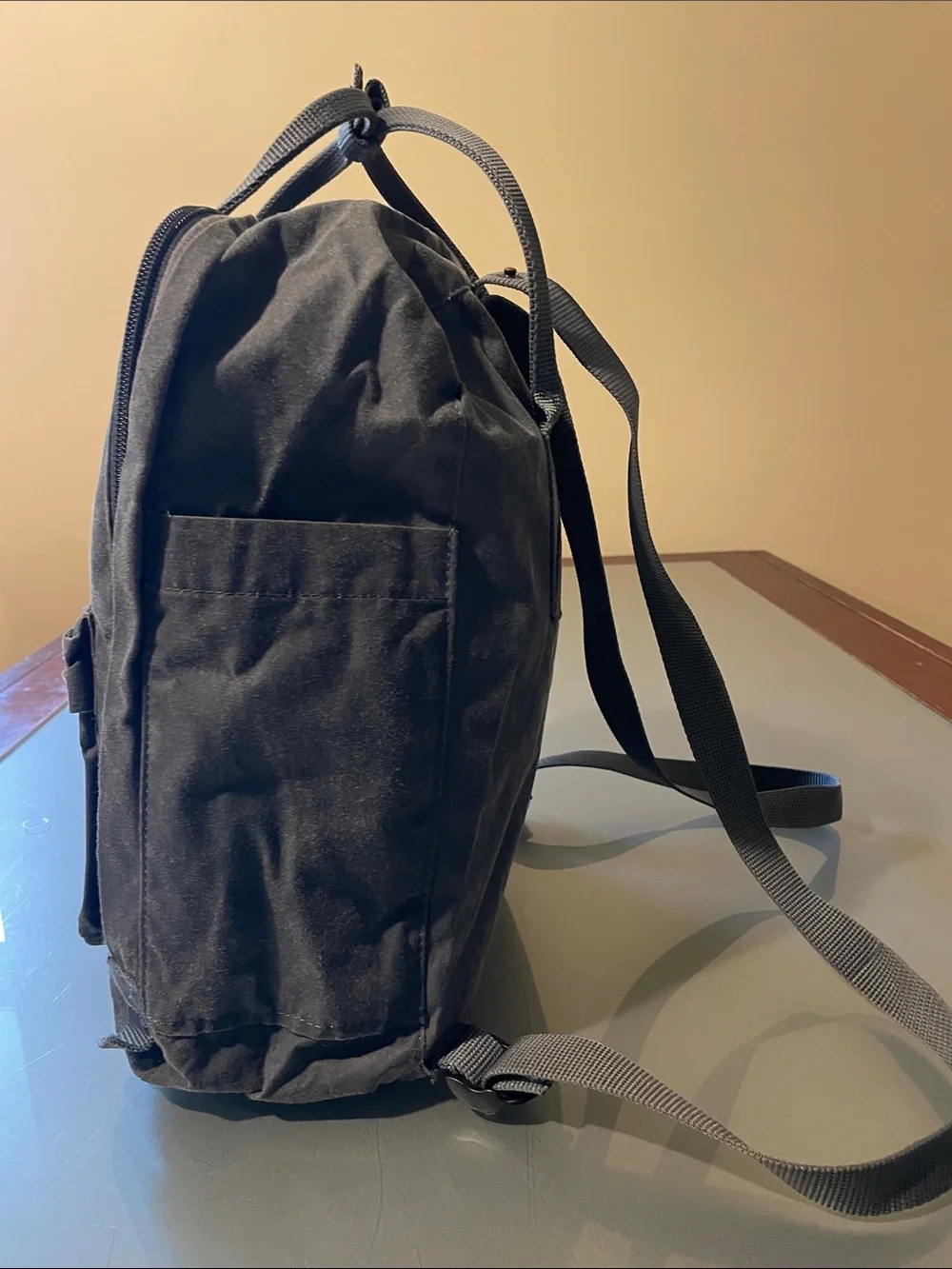 Fjallraven Kanken Backpack in Navy with Red Logo